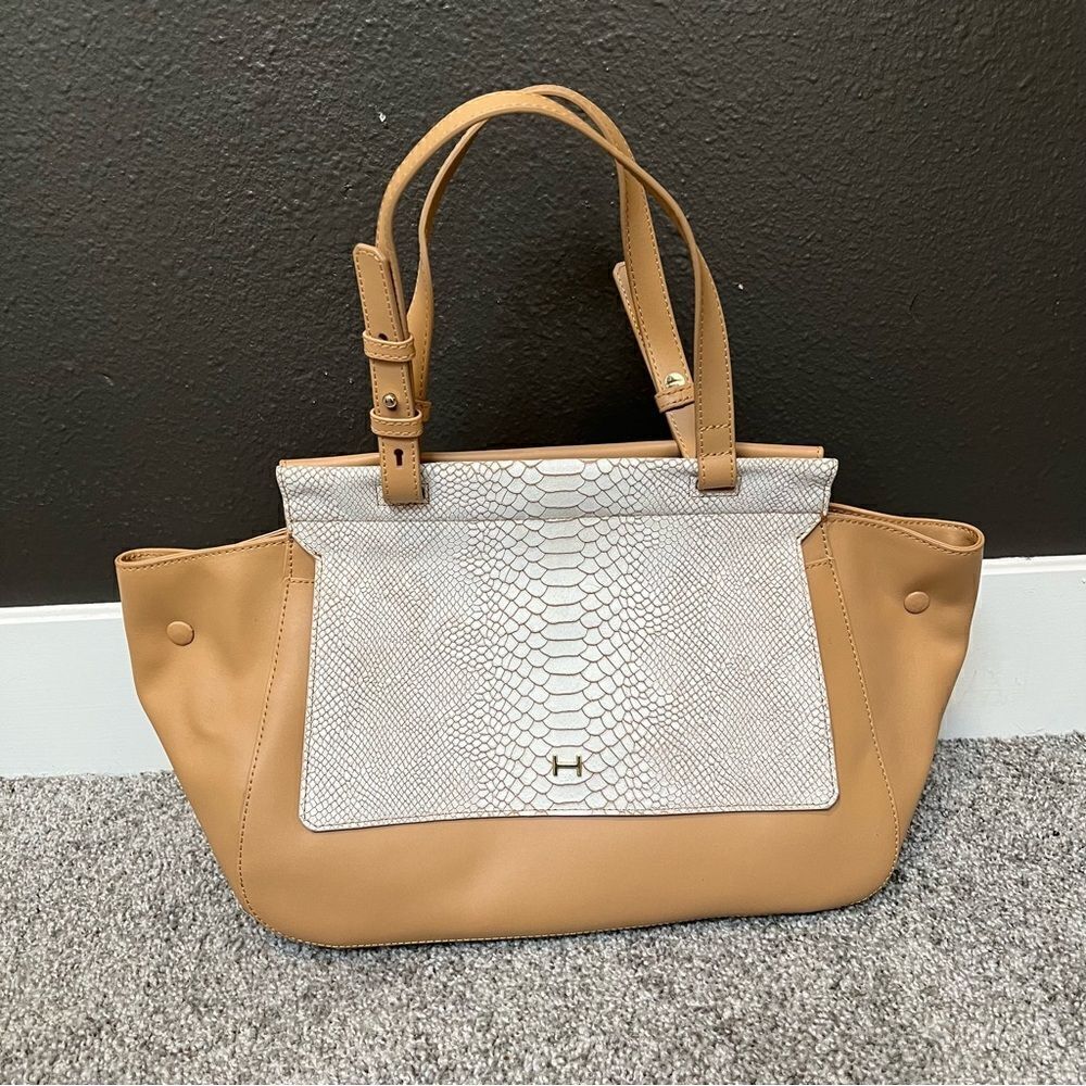 🌼 Spring Sale! 🌼 H by Halston Smooth Leather Satchel with Snake Embossed, NWT
